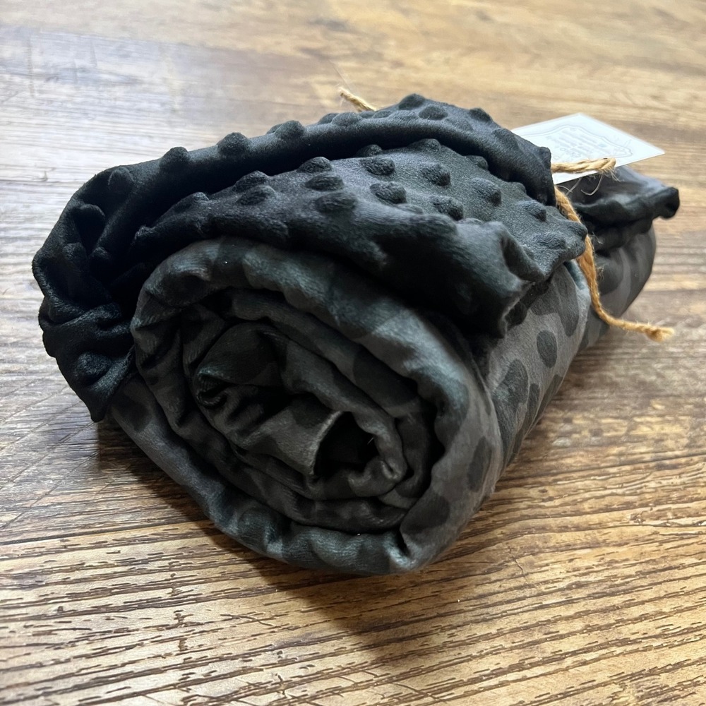 Rustic Rooster Blanket Charcoal Leopard Print Black Minky Dot 40"x30" soft light